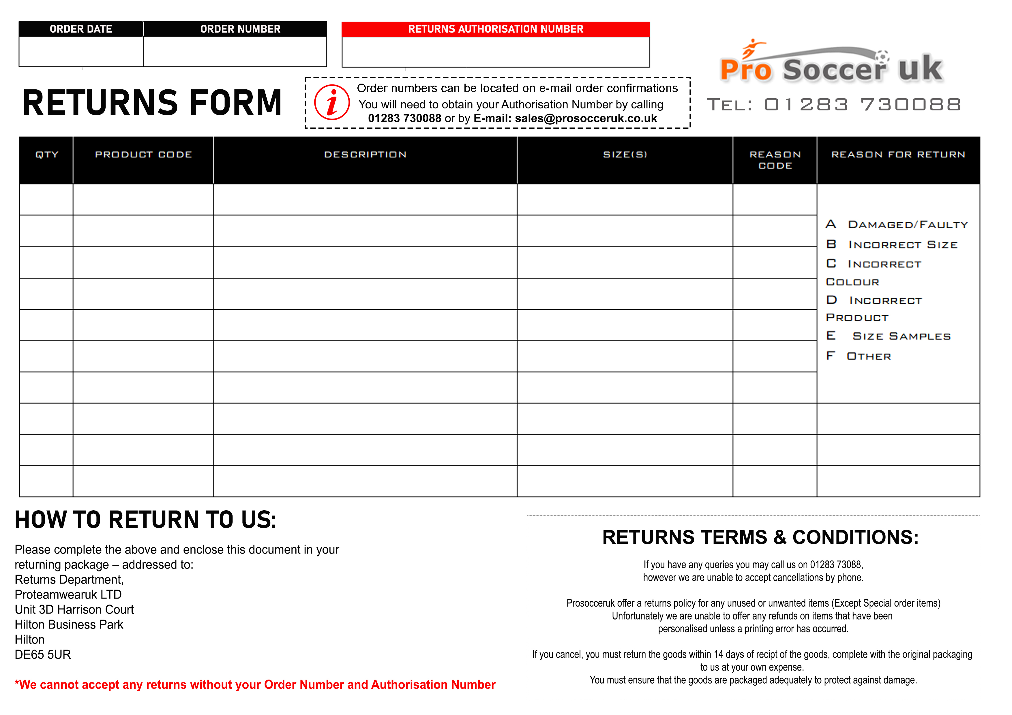 Returns Form