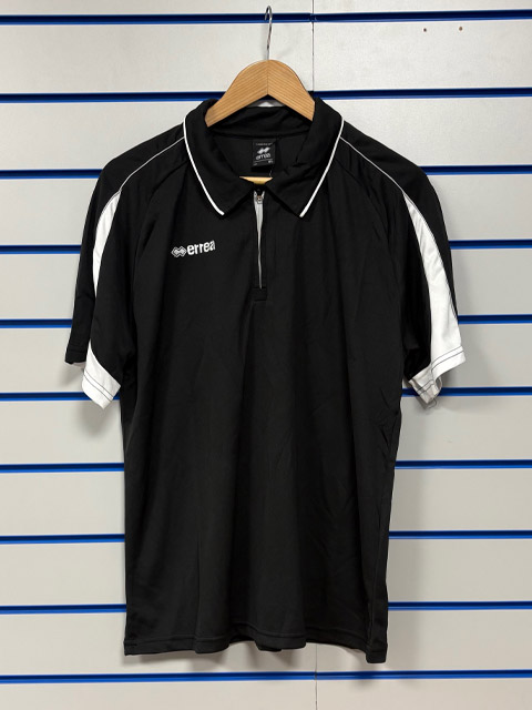 Errea Clearance Zip Neck Polo Top Black White BX7