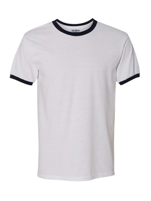 Gildan Ringed Clearance T-Shirt - White/Navy