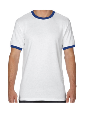 Gildan Ringed Clearance T-Shirt - White/Royal
