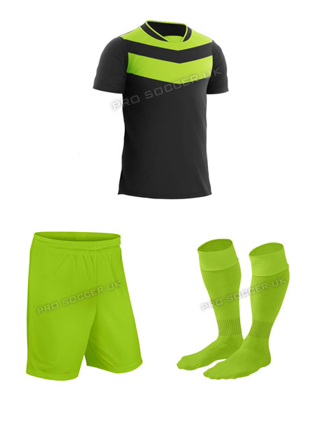Euro Black/Flo Short Sleeve Football Kits