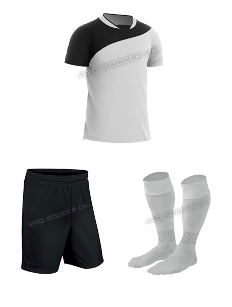 Lagos III White/Black Short Sleeve Football Kits