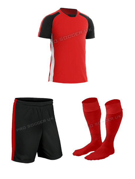 Legend 2 Red/Black Short Sleeve Football Kits - Team Kits