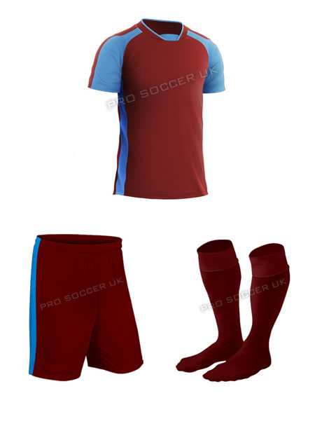 Legend 2 Maroon/Sky Short Sleeve Football Kit
