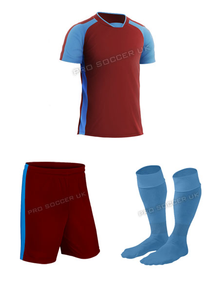 Legend 2 Maroon/Sky Short Sleeve Football Kits