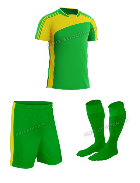 Striker II Green/Yellow Short Sleeve Football Kits