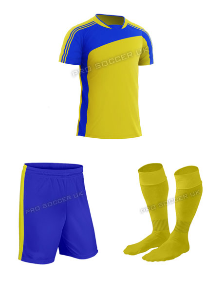 Striker II Yellow/Blue Short Sleeve Football Kits