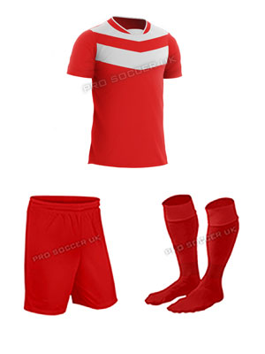 Euro Red/White Short Sleeve Football Kits - Team KIts