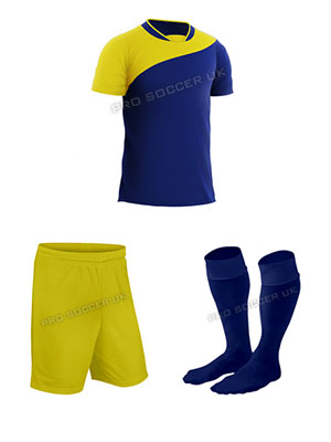 Lagos III Yellow/Navy Short Sleeve Football Kits