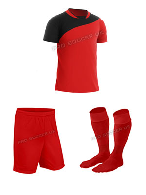Lagos III Red/Black Short Sleeve Football Kits