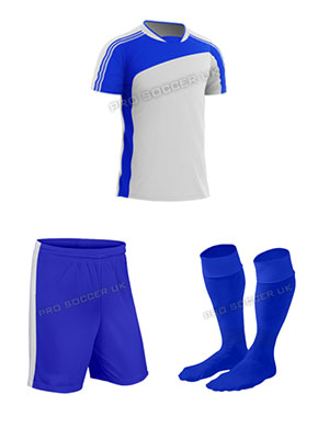 Striker II White/Blue Short Sleeve Football Kits