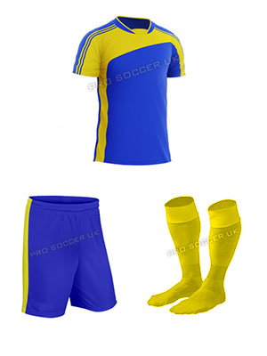 Striker II Blue/Yellow Short Sleeve Football Kits